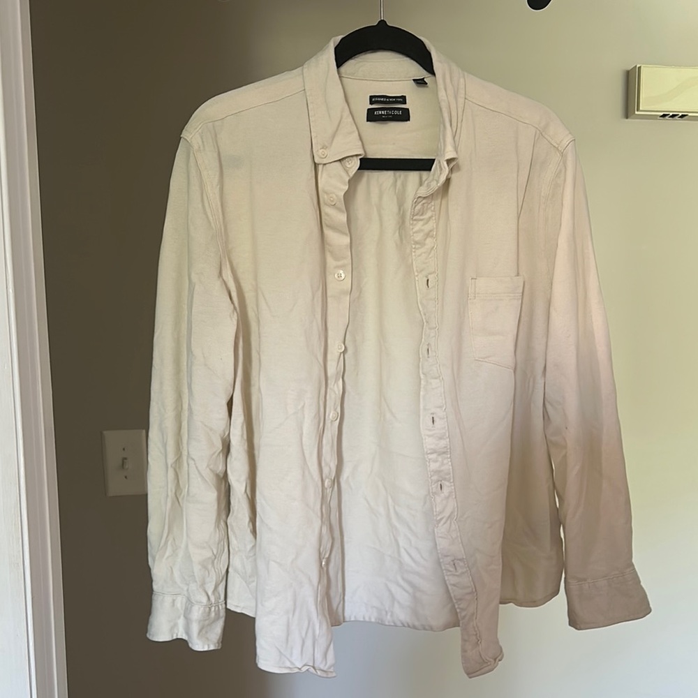 Kenneth Cole New York Cream Casual Button Down Shirt